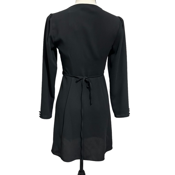 NWT Topshop Women’s Surplice Wrap Mini Dress Long Sleeve Black Sz 4 - Picture 7 of 16